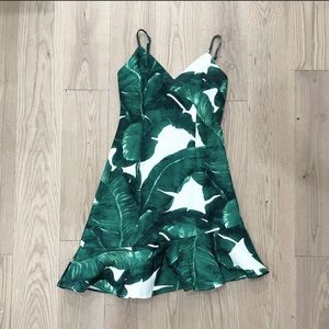 White and green mini dress